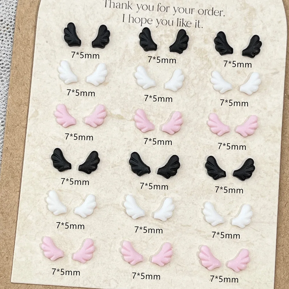 100 Stück Gemischte Flügel-Nagelcharms, Niedliche Bunte Engelsflügel, Nagelkunst-Strass, Mini Rosa-Weiße 3D-Harz-Dekorationen für Maniküre – Detail 3
