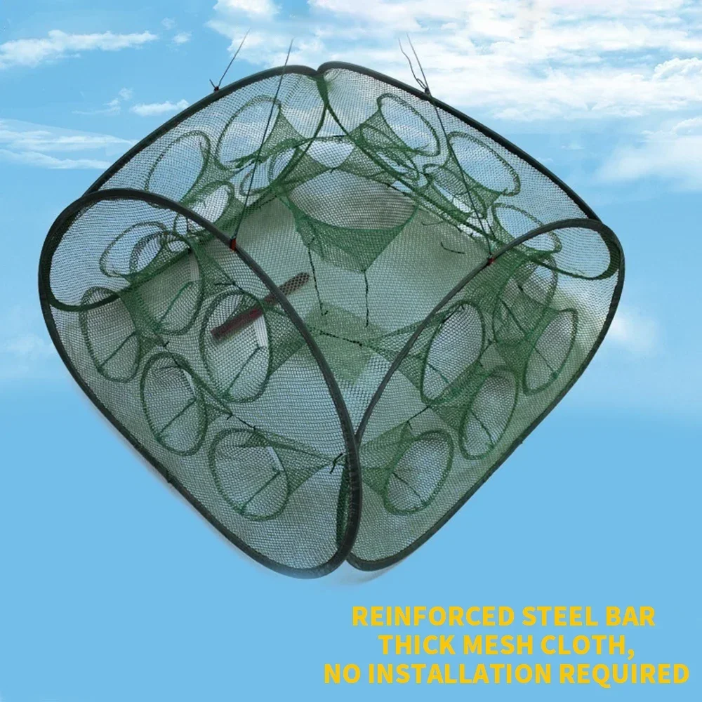 Strengthened 21Holes Automatic Fishing Net Shrimp Cage Nylon Foldable Crab Fish Trap Cast Net Cast Folding Fishing Network