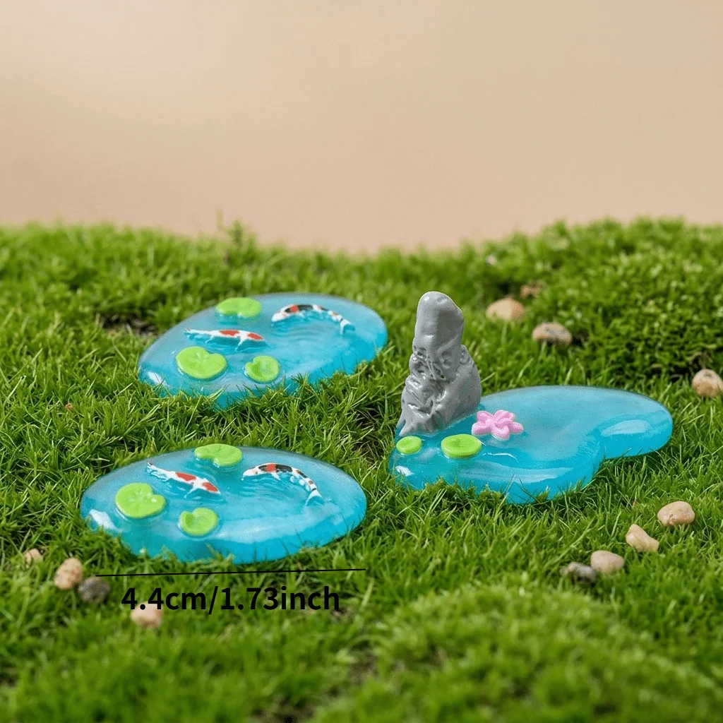 3pcs Micro Landscape Decoration Water Pool,DIY Miniature Rockery Small Fish Water Pool,SandTable Landscape Decoration Accessorie