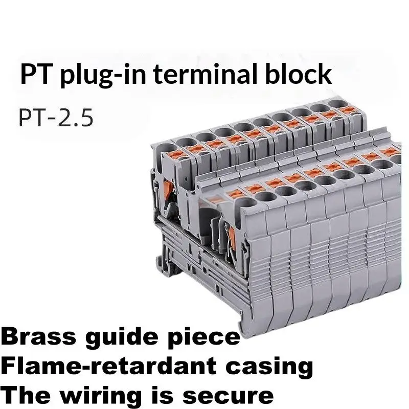 【BA】1Pcs 2.5mm² Cable Electrical Connector DIN Rail Terminal Block Feed-Through Strip Plug PT2.5 Push-in Terminal