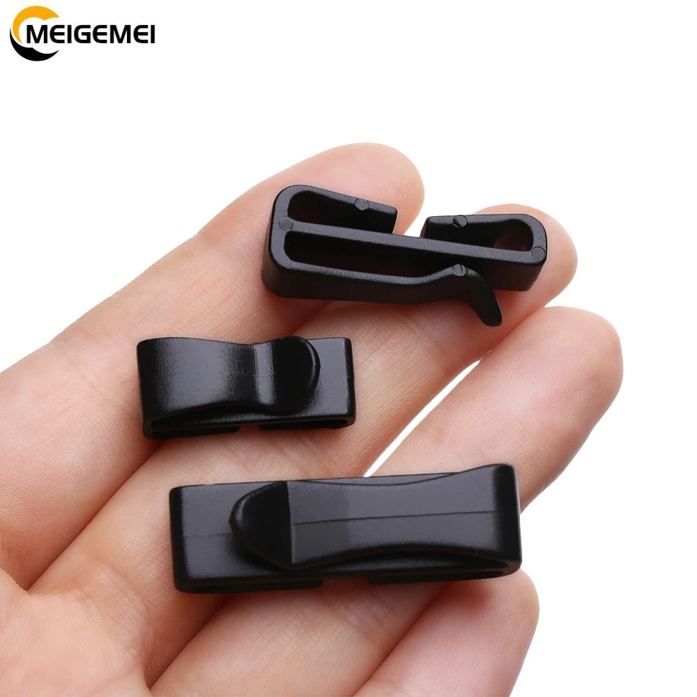 10 Pcs/Pack Quick Slip Keeper Buckle End Clip Slider Black For Molle Tactical Backpack Adjusting Strap Webbing 15-50mm