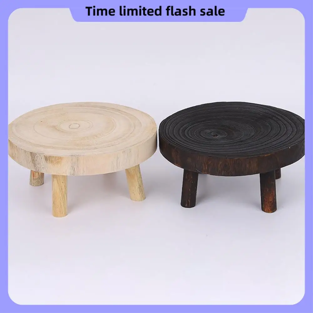 

A40T Rustic Decorative Round Wood Pedestal Plant Pot Riser Plant Stand Potted Plant Shelf For Indoor Outdoor Home Decor