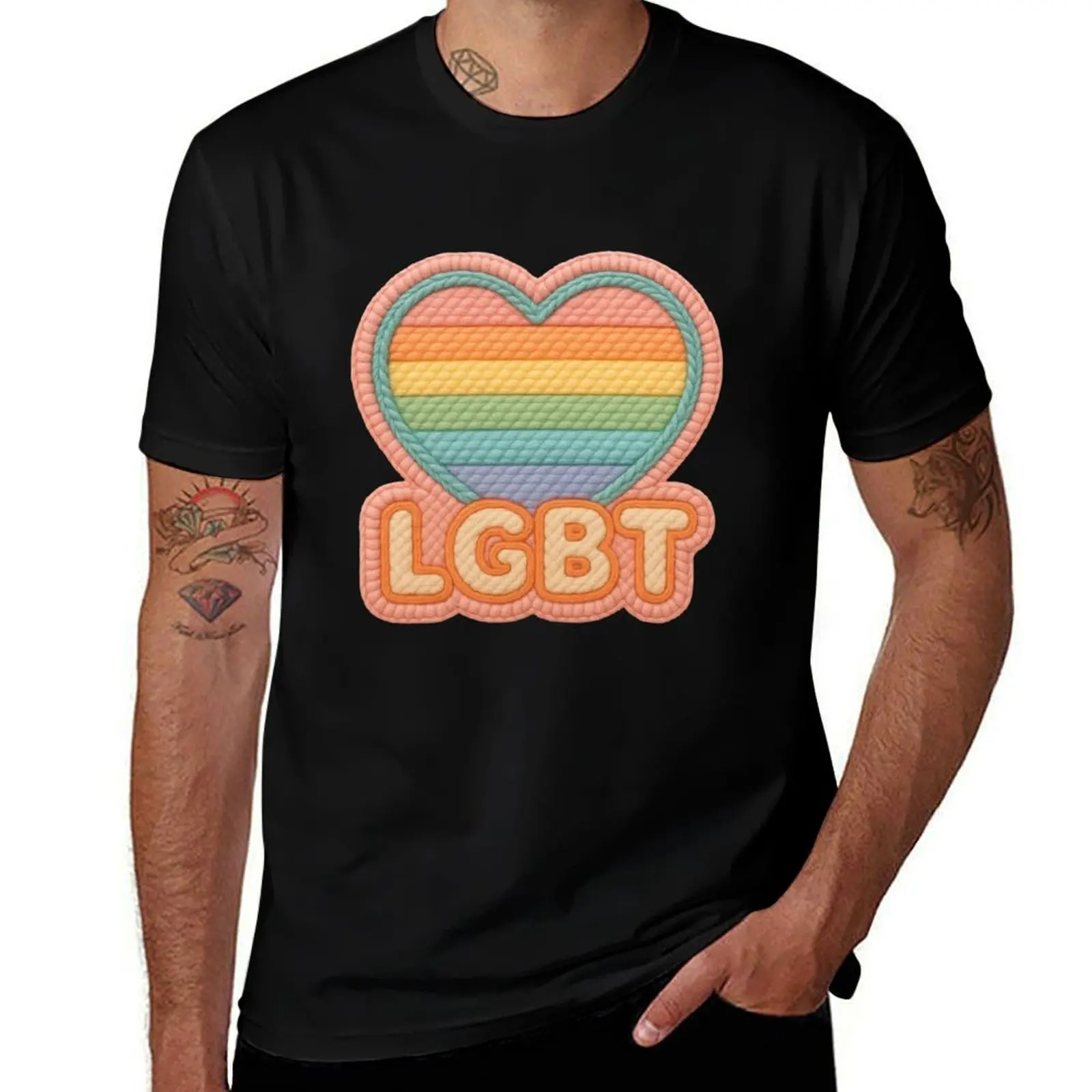 

LGBTQIA, embroidery T-Shirt man t shirt graphic tee shirt vintage t shirts for men cotton