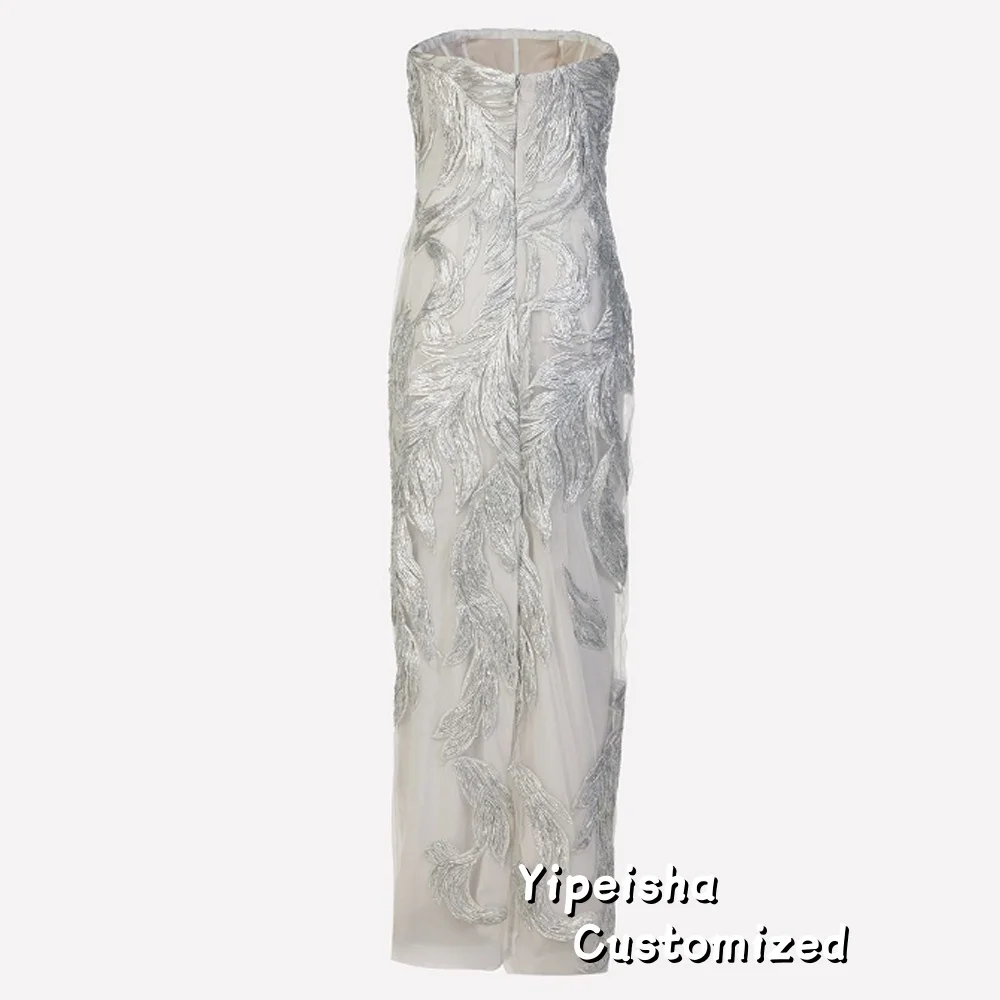 Abito da sera con applicazioni in pizzo splendido personalizzato senza maniche Abito da ballo per occasioni speciali Abito lungo Robes De Soiree