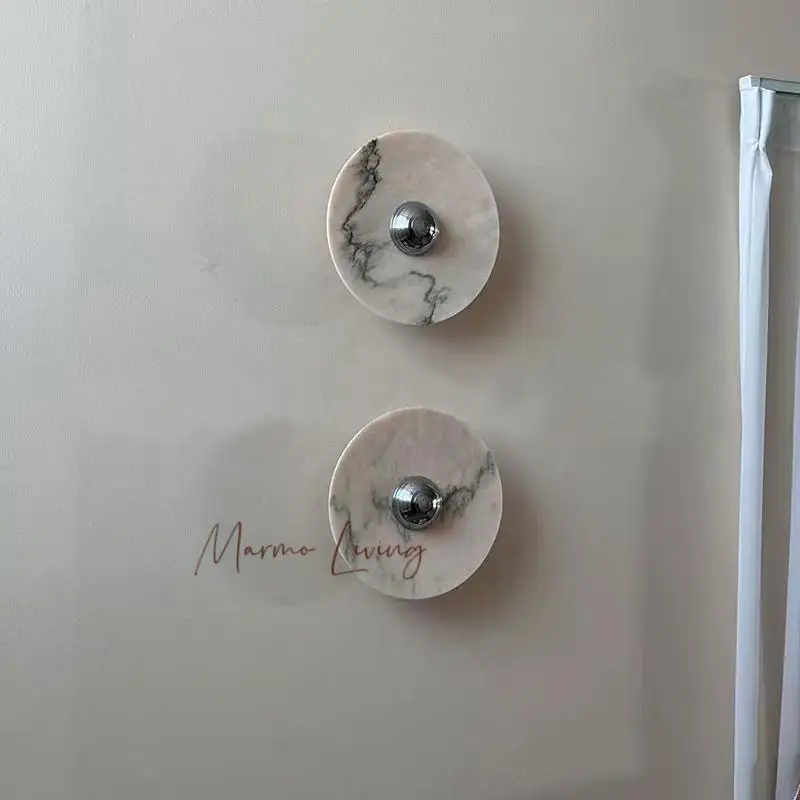 Medieval Silent Wind Rouge Marble Wall Lamp Designer Model Room Villa Living Room Bedroom Corridor Background Wall Lamp