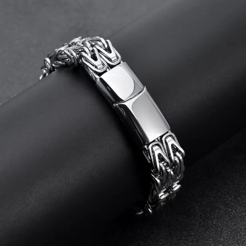 New Smooth 316L Stainless Steel Byzantine Chain Bracelet for Men Women Solid Metal Punk Kpop Gift