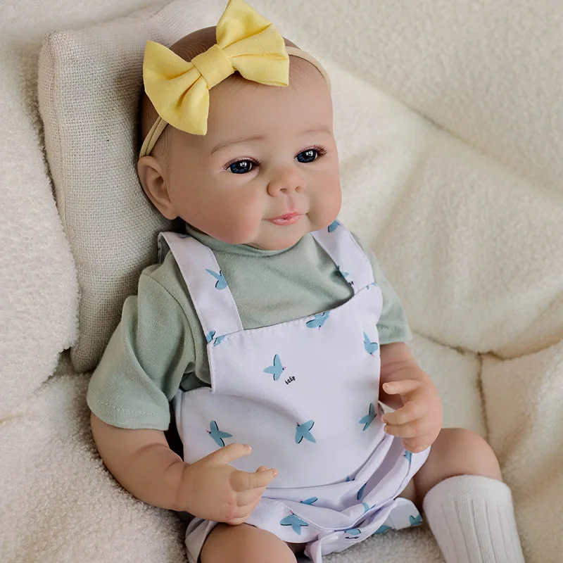 48cm Full Vinyl Body Reborn Girl Doll  Julietta with 3D Skin Multiple Layers Painting Blue Eyes Painted Hair Doll Toy