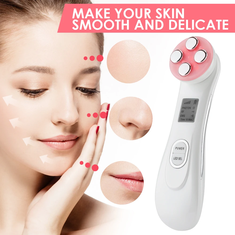 Mặt Mesotherapy Electroporation RF Tần Số Vô Tuyến LED Photon Mặt Nâng Se Khít Xóa Nếp Nhăn Dưỡng Da Máy Mát Xa Mặt