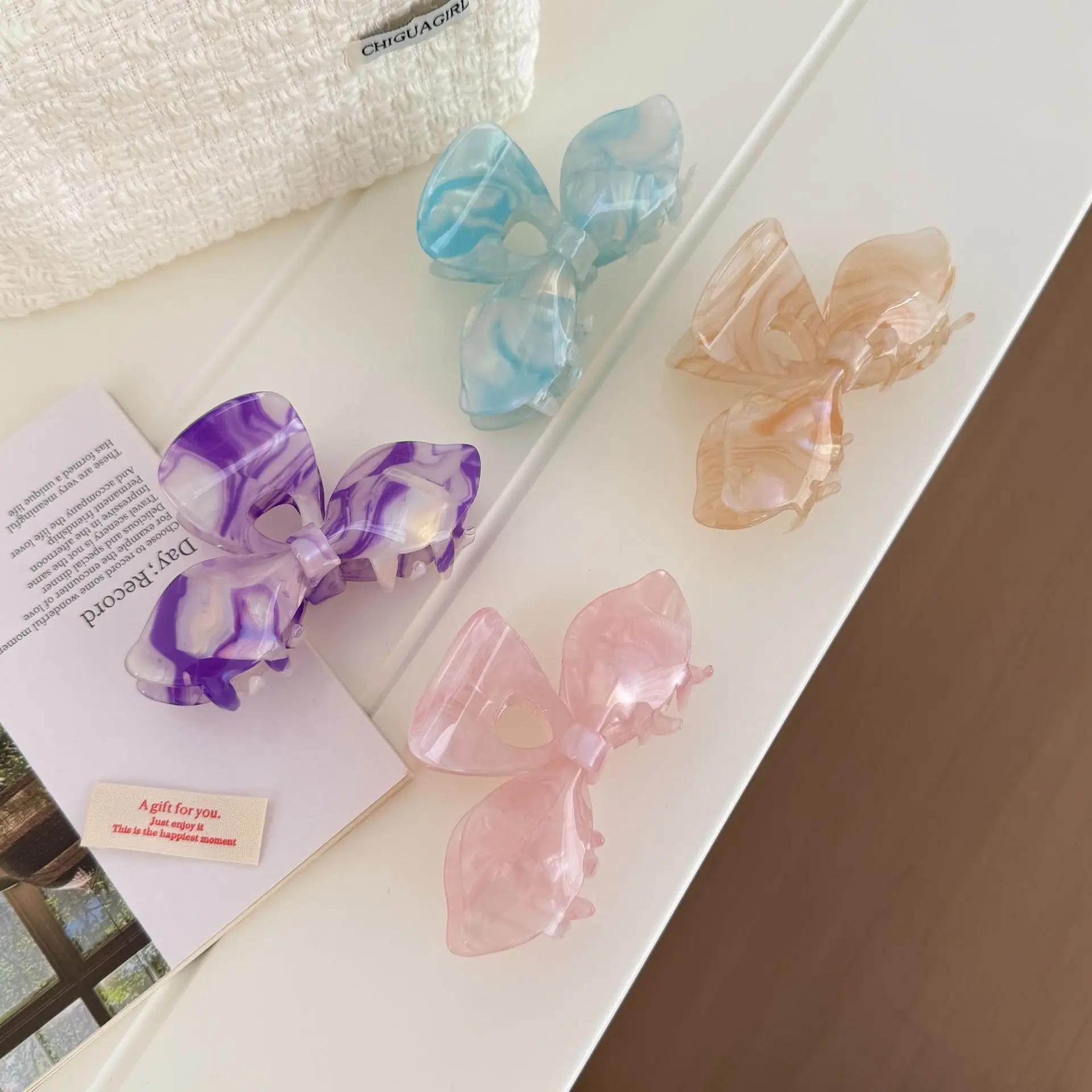 

Elegant Acetate Shark Hair Clip Bow Design for Women High Quality Daily Updo Hair Accessory Lightweight Black Hair Bows