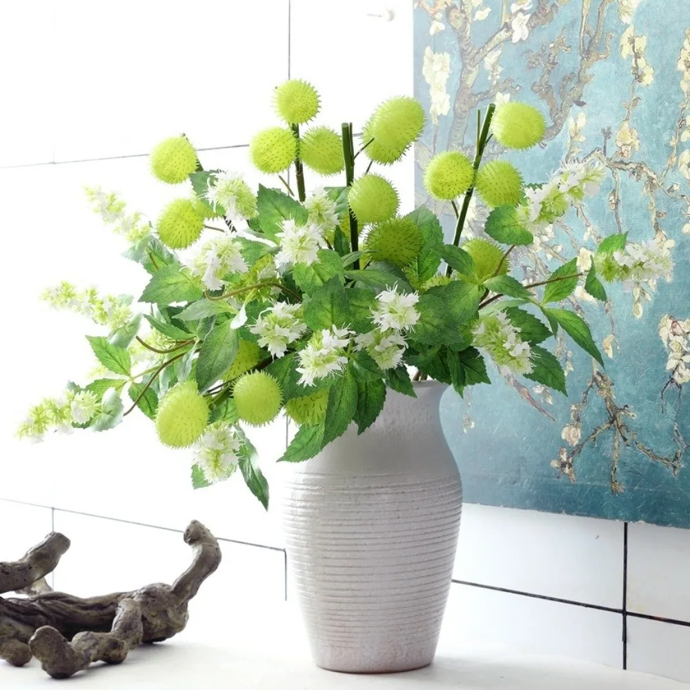 3 Cabezas de Pogostemon Artificial, Flor de Tallo Alto, Simulación de Pogostemon, Planta Falsa de Plástico, Rama de Pachulí Artificial