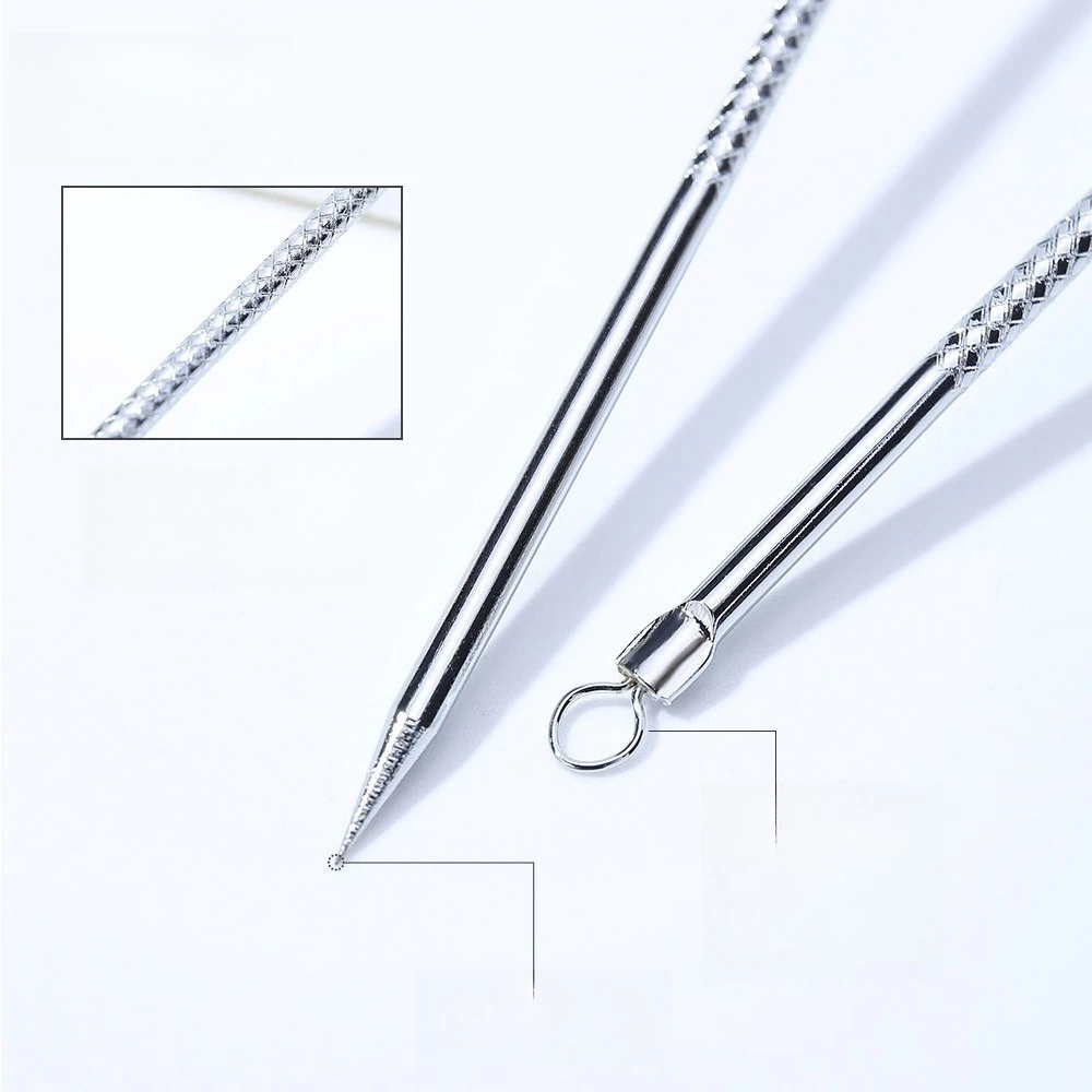 Aiguilles d'acné longues et courtes en acier inoxydable, outils d'élimination des points noirs et de l'acné, outils de soins de la peau du visage