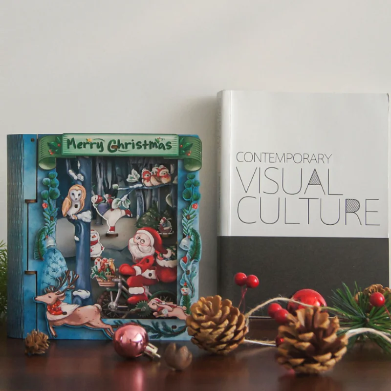 

OUZEY 3D деревянная рождественская книга-ароматизатор, модель для самостоятельной сборки, настольное украшение, креативная игрушка, подарочная коробка, подходит для подростков