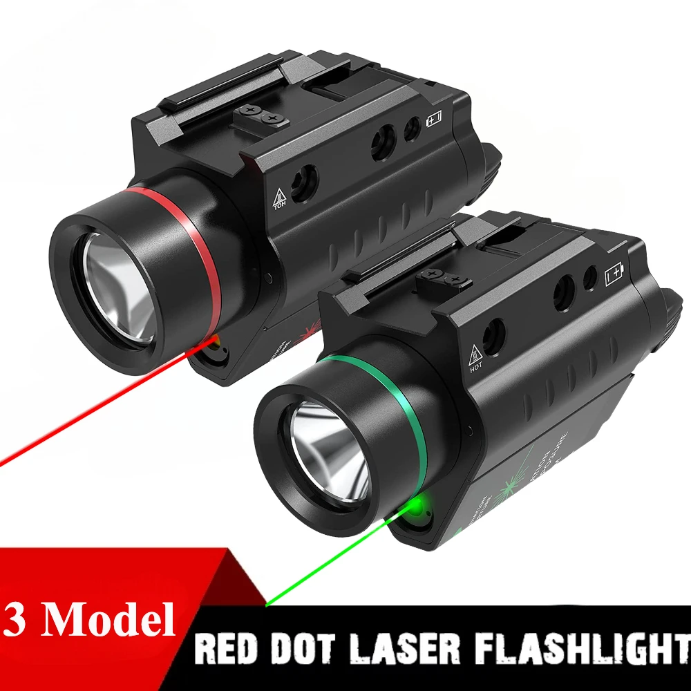 ไฟฉายยุทธวิธีแบบพกพา 500 ลูเมน พร้อมจุดเล็งสีเขียว/แดง สำหรับติดอาวุธปืน ปรับได้ 3 โหมด เหมาะสำหรับการล่าสัตว์กลางแจ้ง ใช้ได้กับรางขนาด 20 มม.