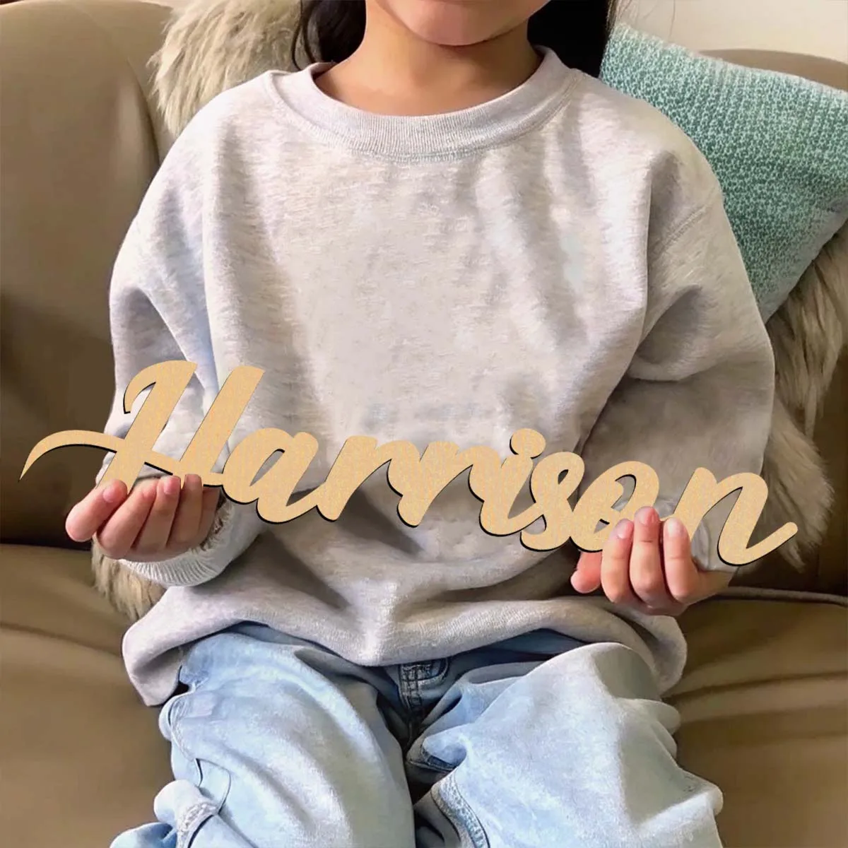 1pc Diy Harrison example Custom Text Wood Material Laser-Cut Sign Wooden Sign Vertical Orientation Door Hanging Decor