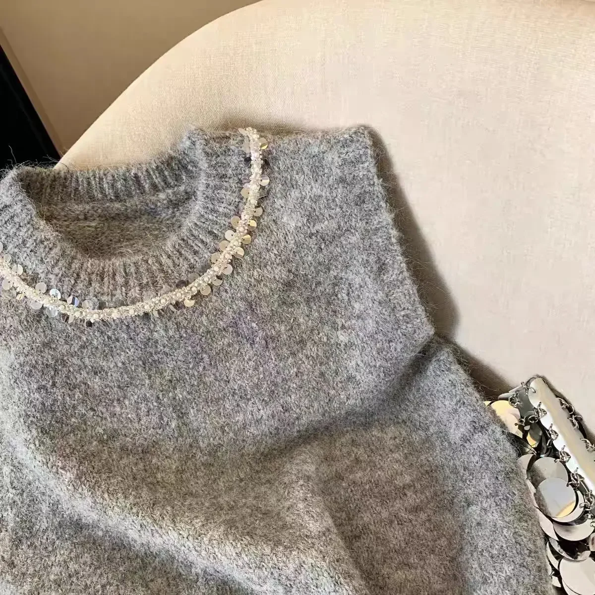 الوردي الترتر الكورية محبوك سترة المرأة بلايز س الرقبة الصلبة تانك Mujer دي مودا 2025 صيف جديد موضة الإناث أكمام رداء علوي غير رسمي