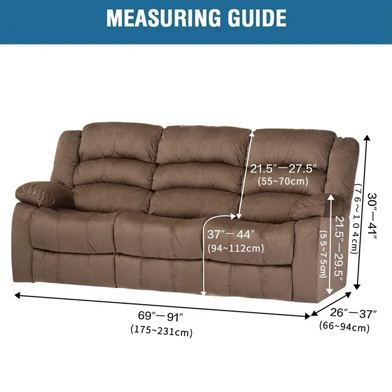 1 2 3 Seater Recliner Sofa Cover Elastic All-inclusive Massage Sofa Slipcover for Living Room Suede Lounger Armchair Couch Cover