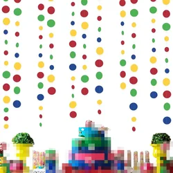 Red Blue Yellow Green Circle Garland Hanging Paper Polka Dot Streamer for Birthday Carnival Circus Clown Fiesta Party Supplies