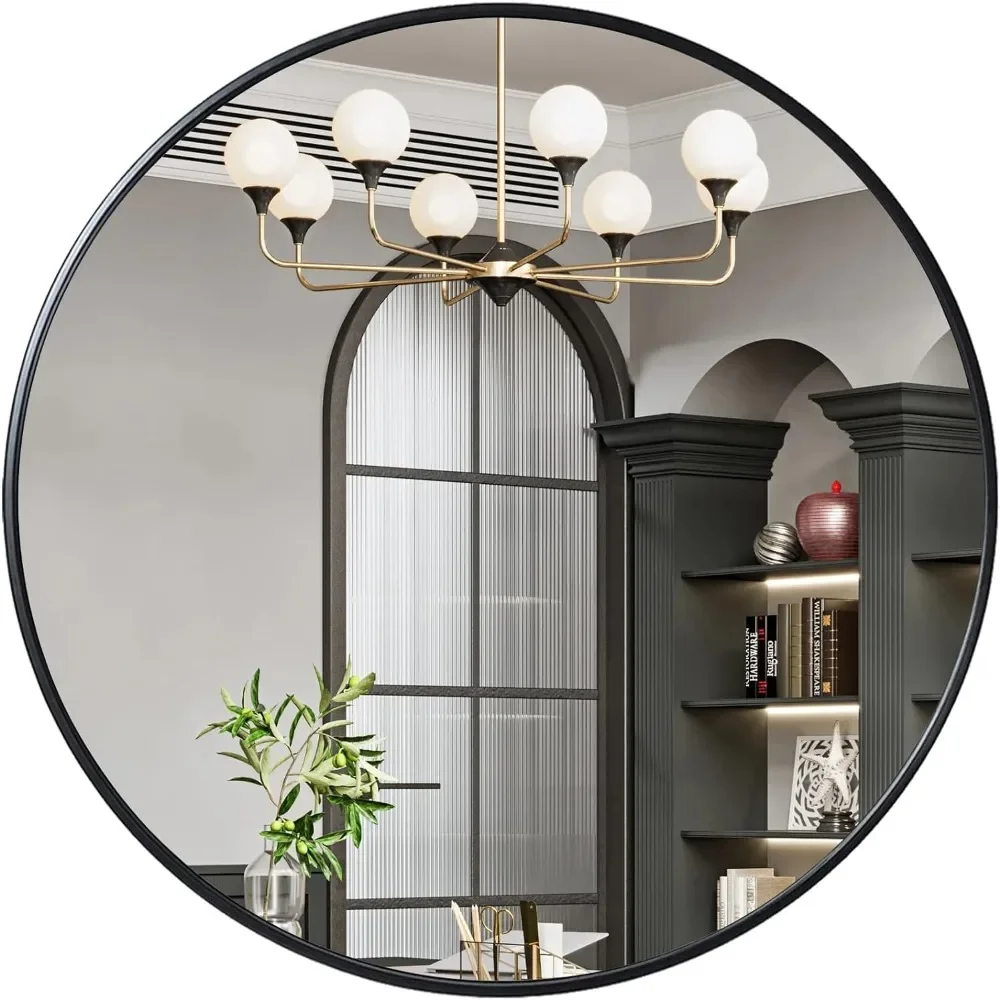 48 inch Round Mirror , Large Circle Mirror for Wall, Round Bathroom Mirror for Living Room, Bedroom, Vanity, Entryway, Hallway