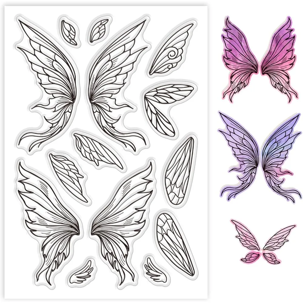 Transparente PVC-Stempel mit Sommermotiv für DIY-Scrapbooking, Fotoalbum, dekorative Kartenherstellung, Flügel, 160 x 110 mm