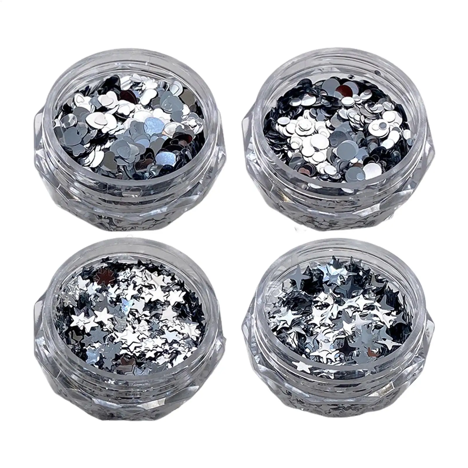 Silver Nail Stickers Silver Design Manicure Art Charms Decor Small Nail Stickers for Salon Home Studio Party Wedding Prom