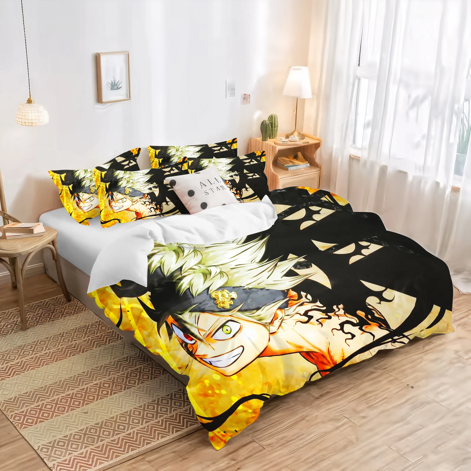 Black Clover Bedding Set Single Double Full Queen King Size Anime Duvet Cover Set For Adults Boys 2024 Quilt Cover Pillowcase