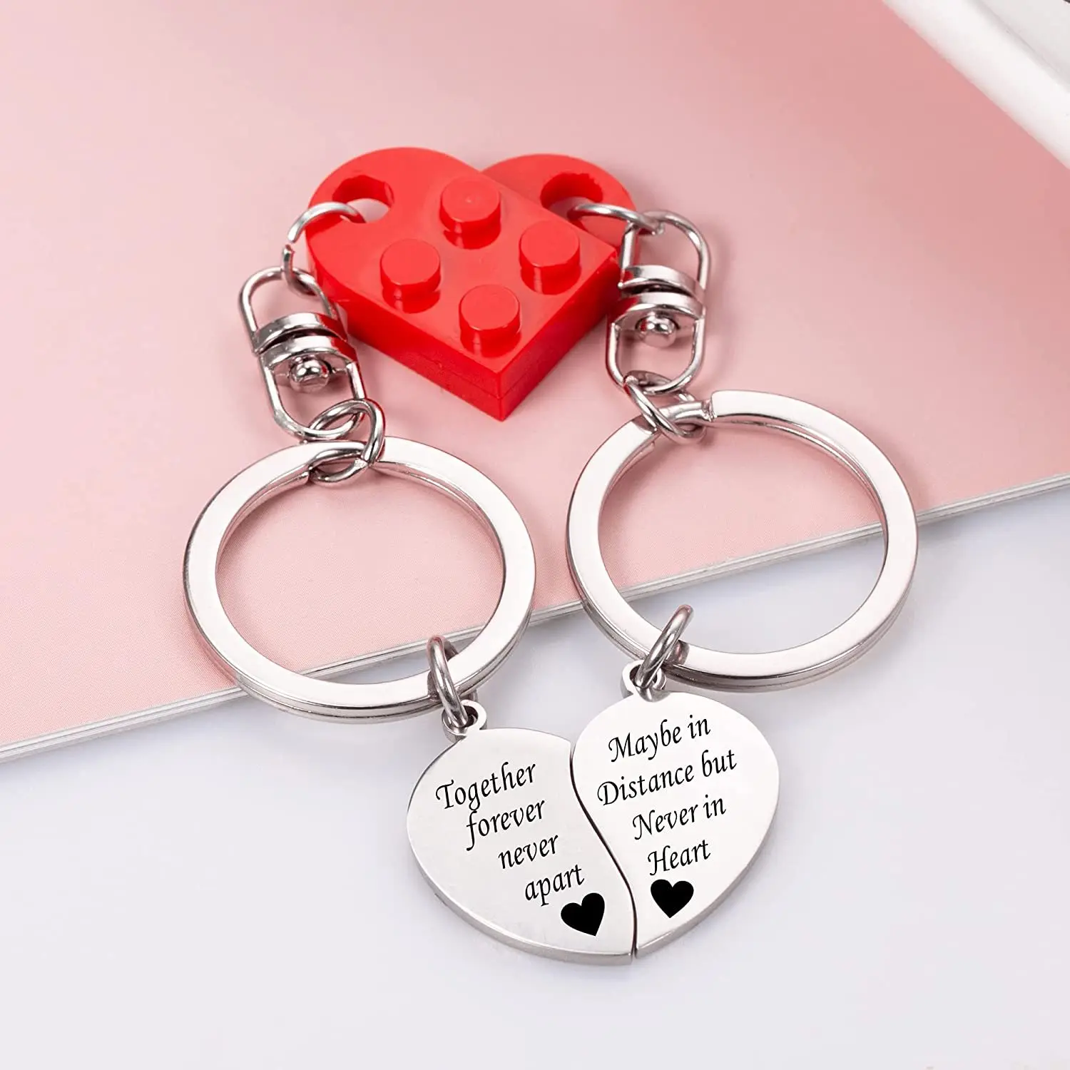 Together Forever Heart Key Ring Sweet Key Chains DIY Jewelry Gifts