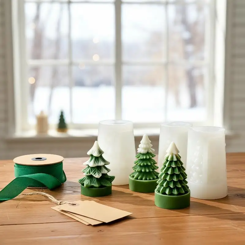 DIY Mini Christmas Tree Silicone Mold Handmade Aroma Candle Plaster Resin Ornaments Soap Making Supplies