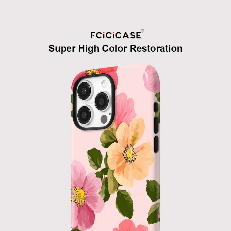 เคสโทรศัพท์ซิลิโคนแบบด้าน Fcicicase สำหรับ iPhone 16 Plus 17 Air 15 14 13 12 11 Pro Max รองรับ Magsafe ลายดอกไม้