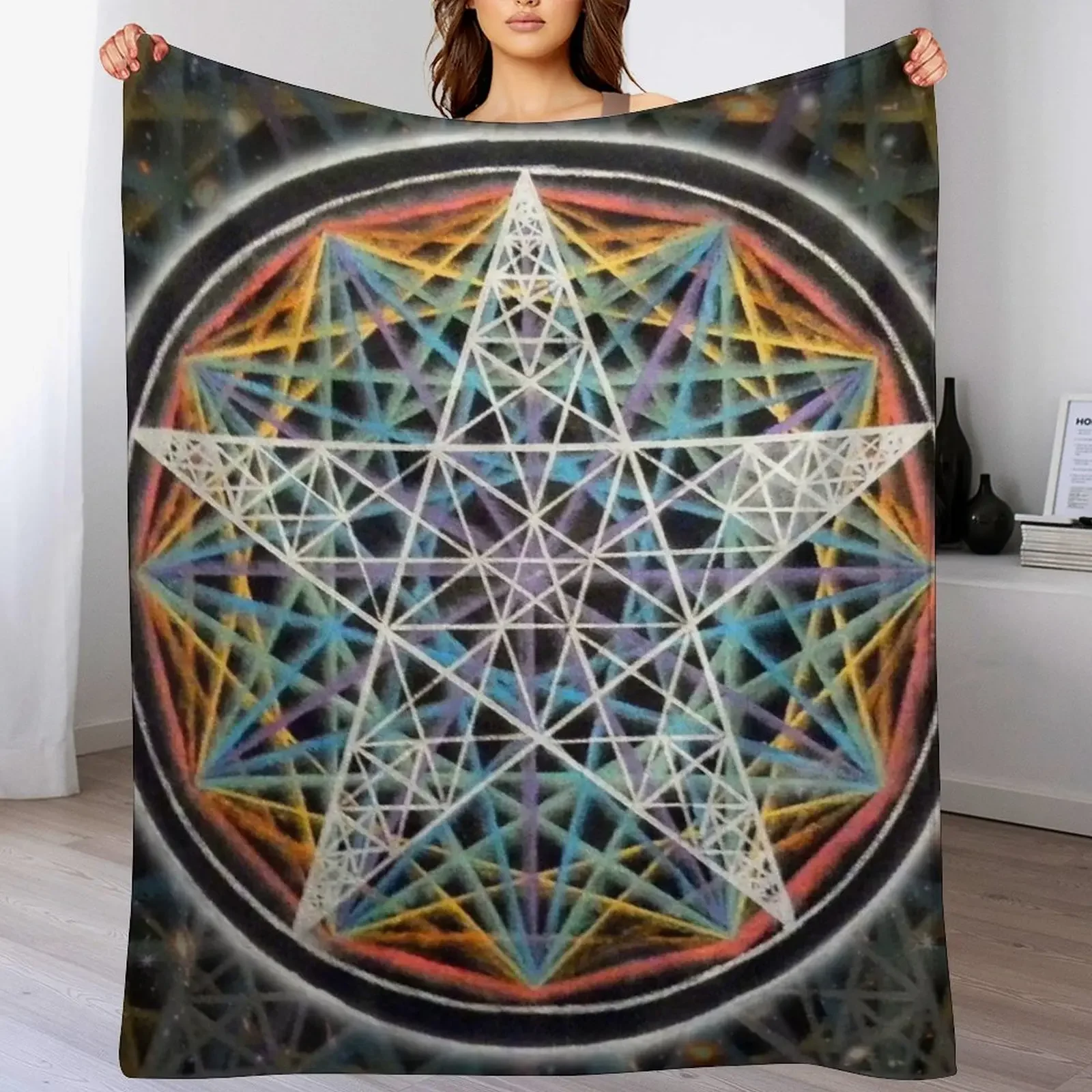 Fractal Pentagram Throw Blanket For Decorative Sofa Travel Blankets For Bed Furry Blankets