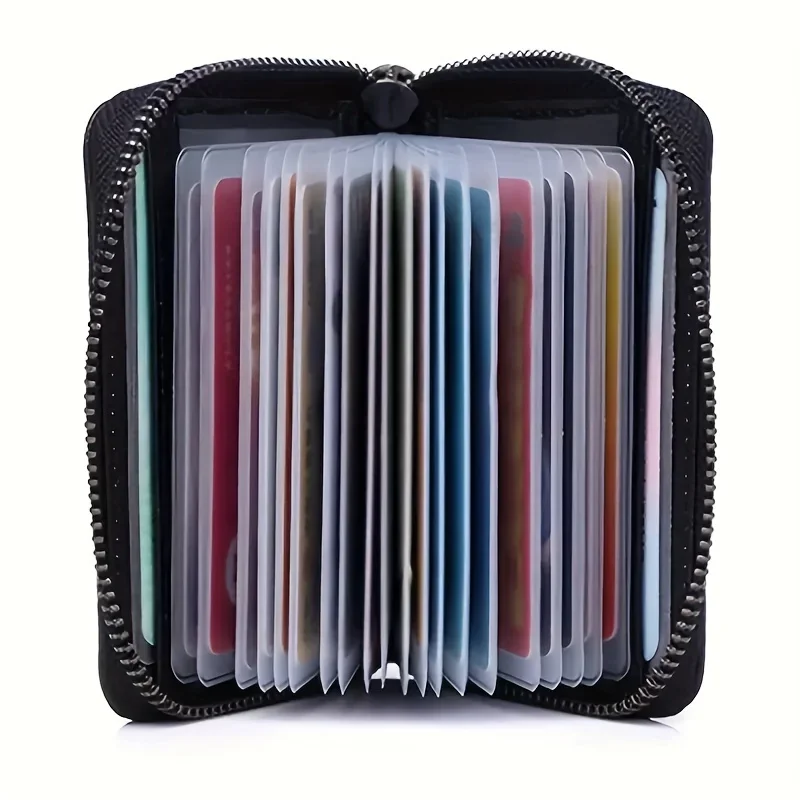 Mini portafoglio uomo multi-carta classico minimalista, portamonete da donna con blocco RFID con cerniera, porta carte di credito unisex in tinta unita