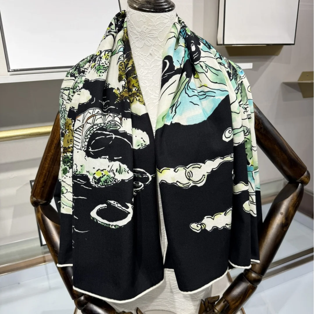 2025年秋冬新作 高級シルクカシミヤ スクエアスカーフ 140cm ハイエンド 多用途 おしゃれ レディース ショール スカーフ クラバット ホリデーギフト