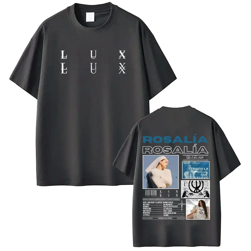 Singer Lux Rosalia Album 2026 Tour Print T-Shirt für Herren und Damen, modisches T-Shirt, kurzärmelig, lässig, Baumwolle, ästhetisch, trendige T-Shirts – Detail 3