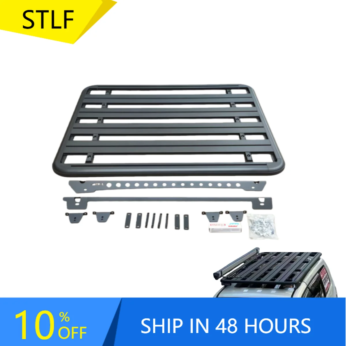 

STLFHigh-quality New Aluminum Alloy Roof Luggage Basket with Carbon Black Finish 100kgLoad Capacity forLC100LC120LC150LC200LC300