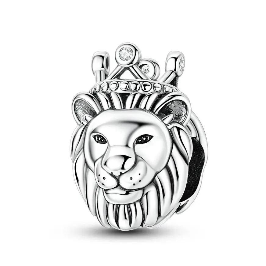 

925 Sterling Silver Bead Fit Bracelet Charm Diy Lion Crown Original Bead For Woman Fine Jewelry