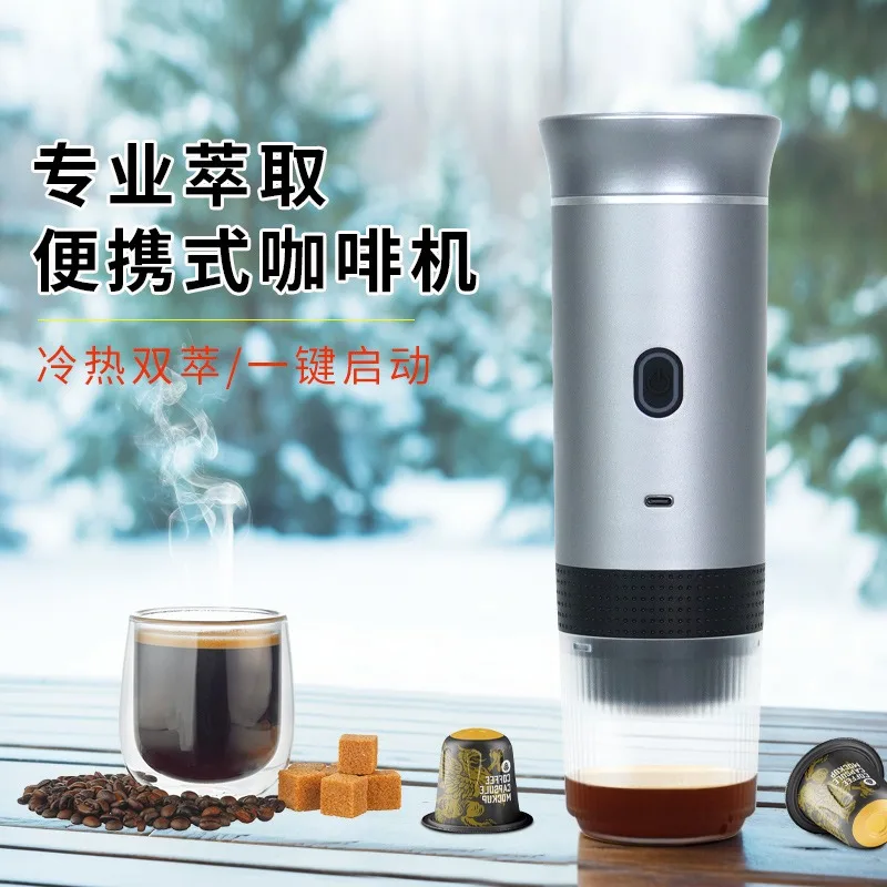 Mini Portable Heating Espresso Coffee Maker 3 In 1 For Ground Coffee Large & Small Coffee Pods