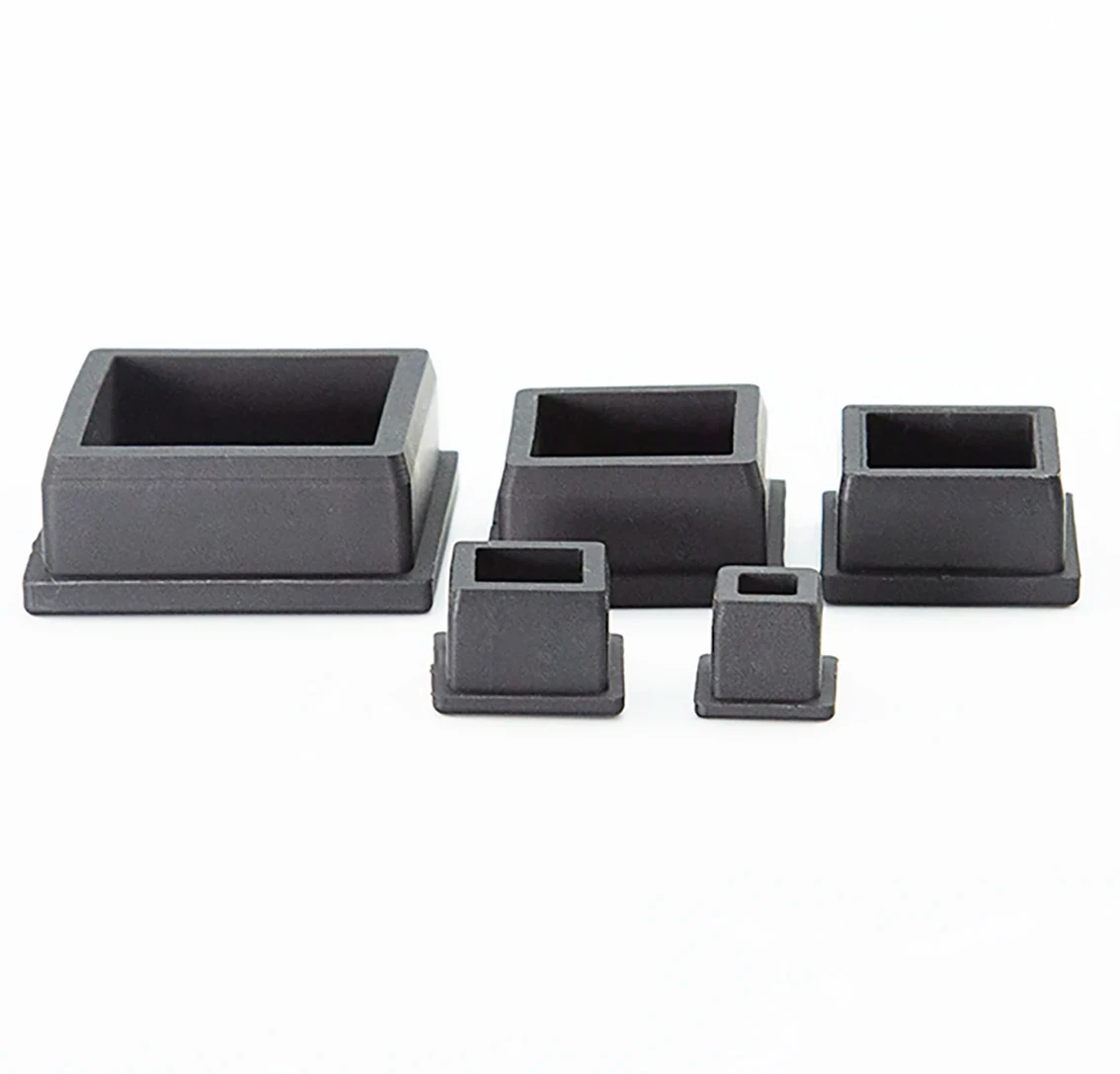 Black T Type Square End Caps 9.6-50.6mm Silicone Rubber Blanking Plugs Tube Box Section Insert Seal Stopper Gasket