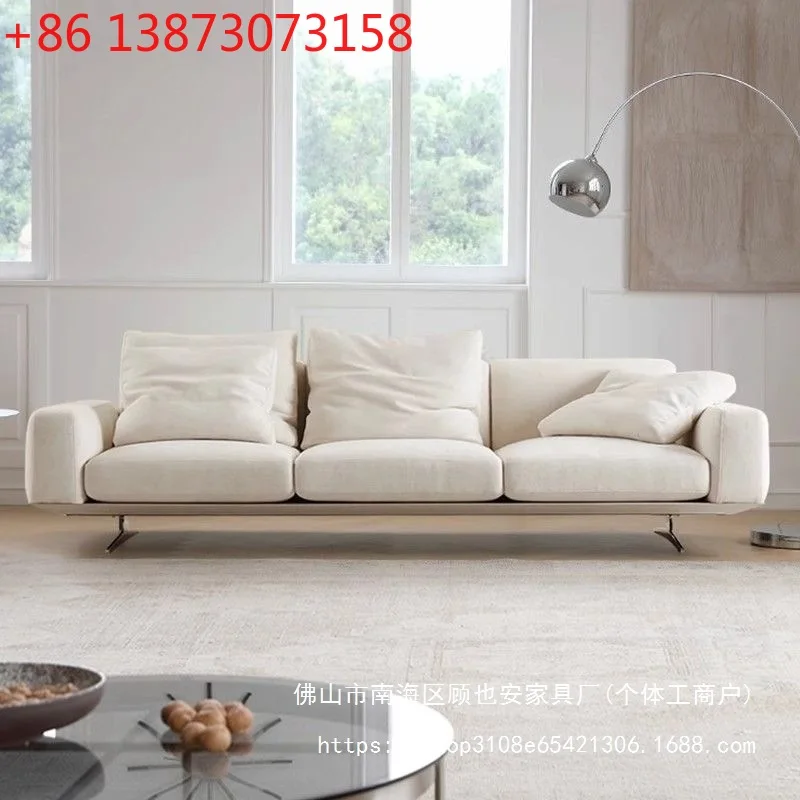 

Italian minimalist cotton and linen fabric sofa, light luxury Nordic simple straight row two or four people sofa