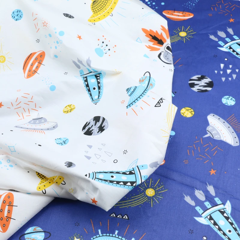 Cosmic rocket Cotton Twill Textile Fabric Bundle For Baby Child Patchwork Quilting Fat Quarters DIY Sewing Fabric 50*160cm