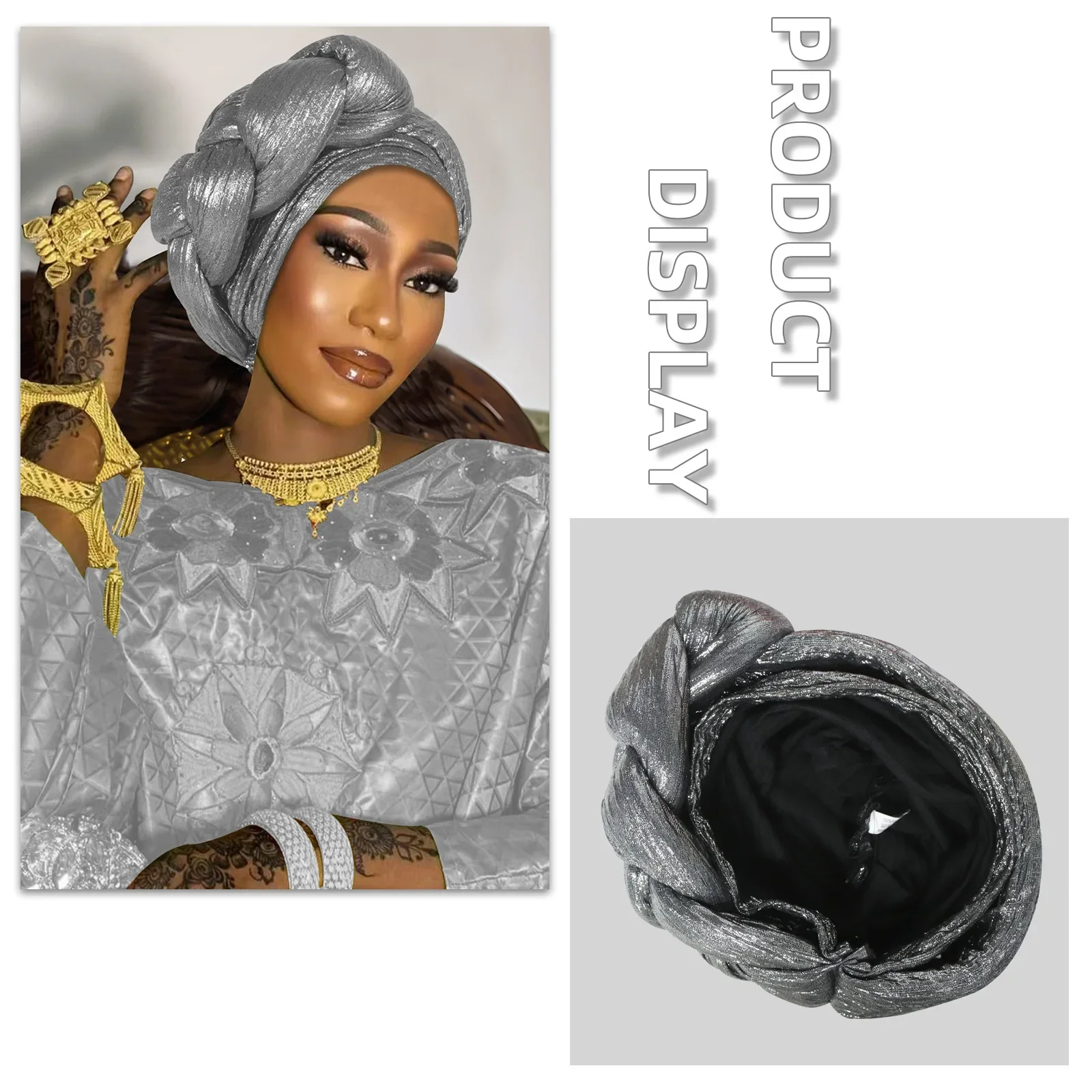 

African Lady Head Wraps Nigeria Autogele Headtie Wedding Party Headgear Turbante Exaggerated Big Braid Turban Cap for Women Hat