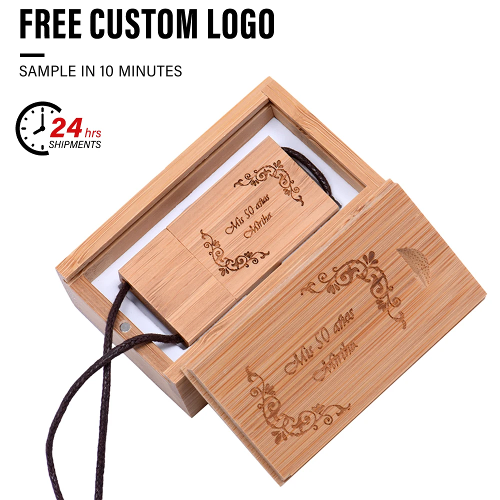

Free Custom Logo Pen Drive 128GB Wedding Gift USB Flash Drive 64GB Wooden Memory Stick 32GB with Hanging Rope USB Stick 16GB 8GB