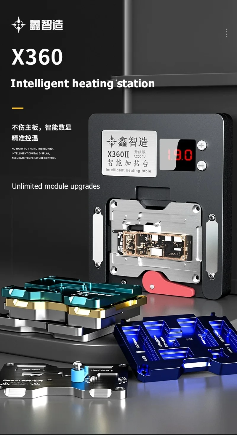 XZZ Xinzhizao X360 Calentador Inteligente para iPhone X-16 PM, Kit de Herramientas para Reparación de Teléfonos, Chip IC Face ID, Placa PCB