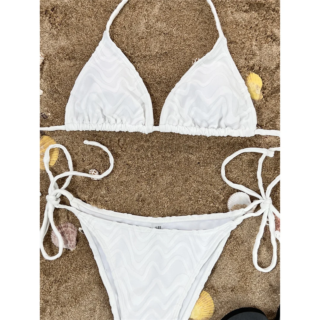Sexy neuer, geraffter Neckholder-Bikini mit Trägern, zweiteiliger Damen-Bikini, Badeanzug, Badebekleidung, Badeanzug für Damen, V4367 – Detail 18