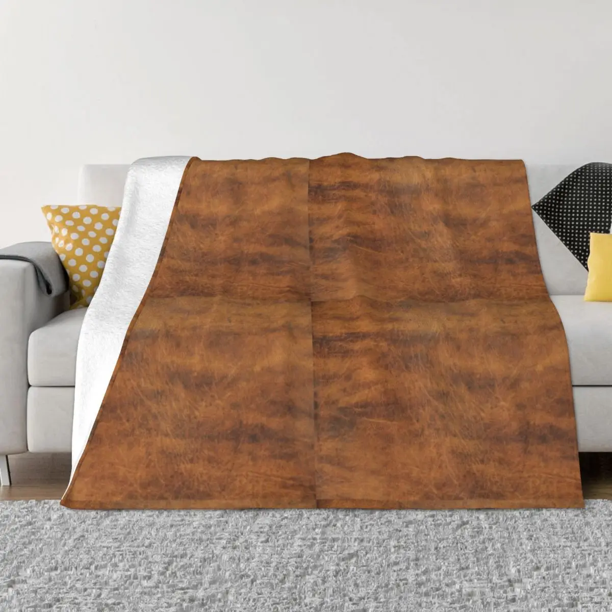 

Tan Brown Old Leather | Ethical Cowhide and Skin Throw Blanket Baby Flannels Giant Sofa Warm Blankets