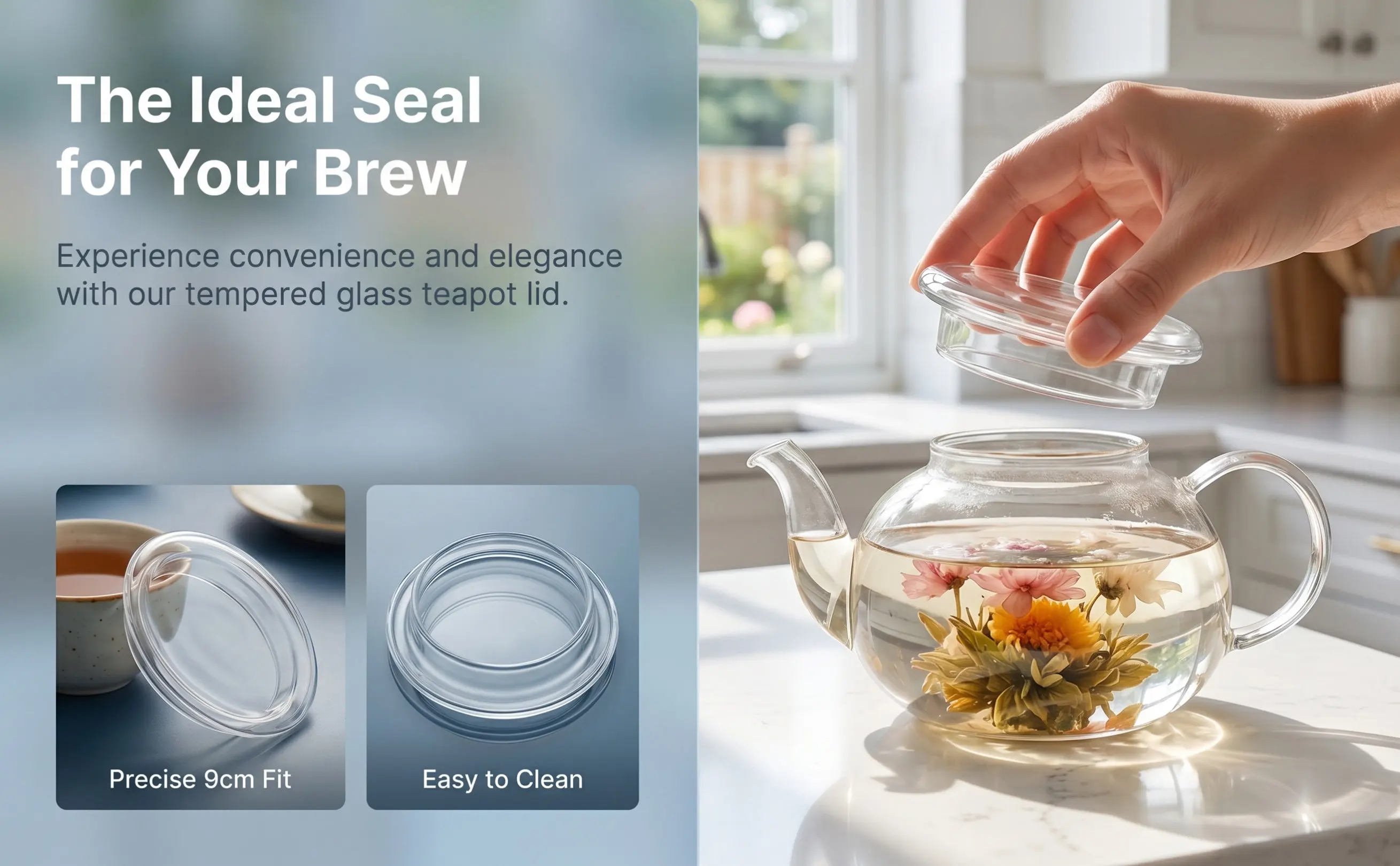 2Pcs Clear Glass Teapot Lid Replacement Compatible with Most Standard Glass Tea Kettles Easy Install Protective Cover Tea