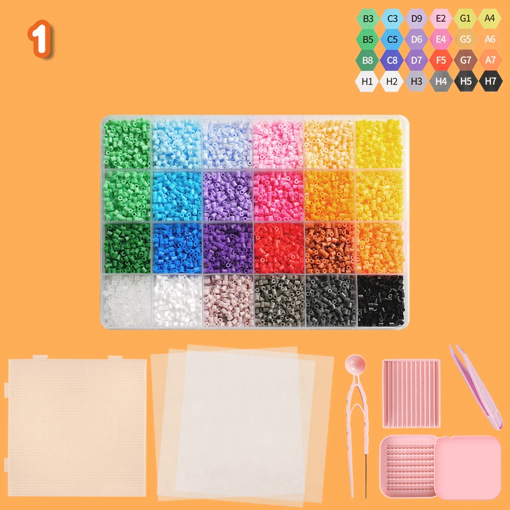 24 Farben 12000 Stück Perler Perlen Set Herstellung Kit 2,6 mm Hama Perlen Pixel Art Puzzle für DIY 3D Puzzles Sicherungsperlen handgemachtes Geschenk