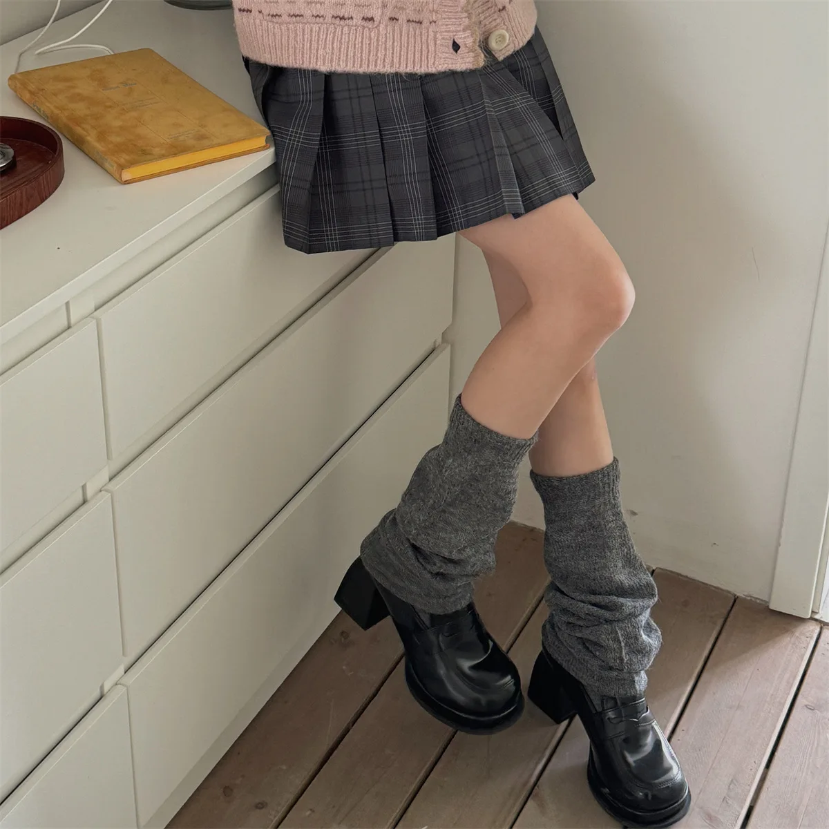 Nova lolita meias soltas jk empregada cosplay menina moda dupla malha joelho-meias bolha meia manter quente de alta qualidade branco cremoso