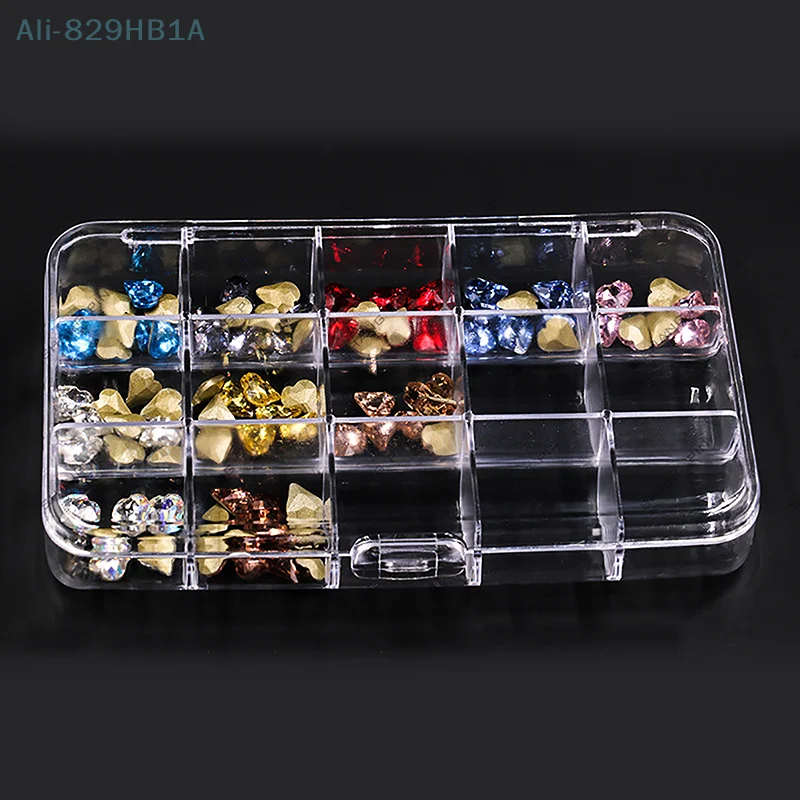 Boîte de rangement en plastique transparent pour Nail Art, conteneur africain, perles biscuits, 15 grilles, N64.