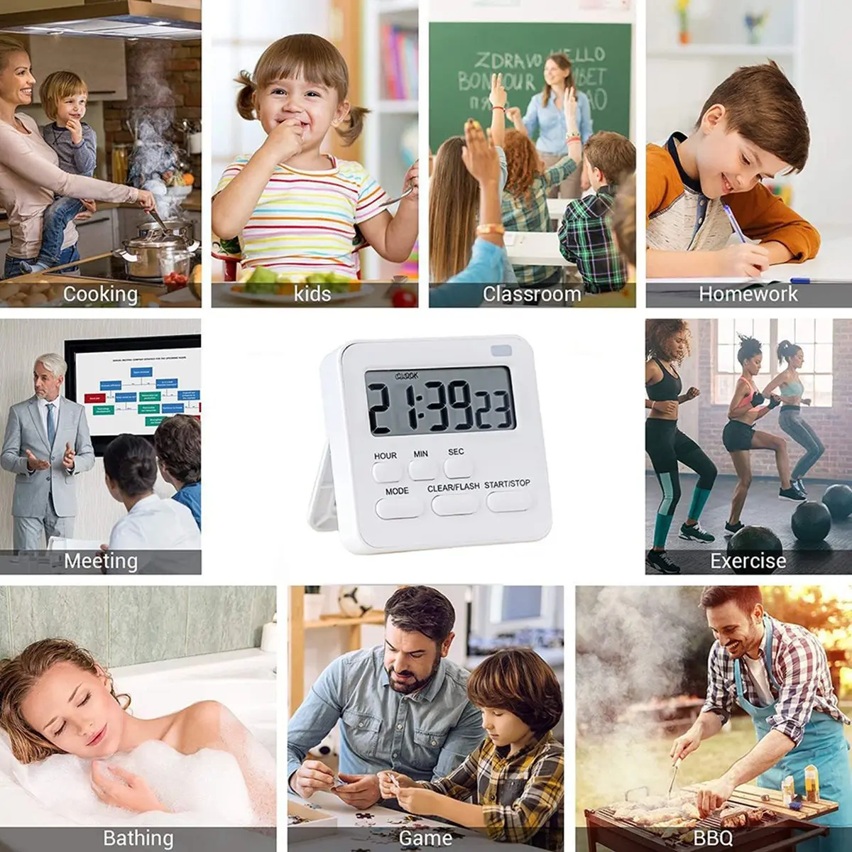 المطبخ الموقت ، البيض الموقت مع ساعة ، الرقمية الموقت ساعة توقيت مع لد إنذار بصوت عال للطبخ ، الخبز ، الرياضة ، التعلم ، الخ