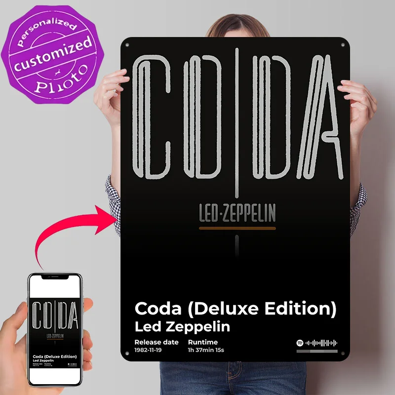Led Zeppelin Coda Album Cover Metal Poster Perfect Gift for Fans Lovers Personalized Wall Art Metal Sign for Decor Living Room