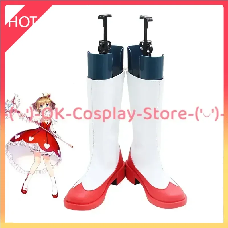 

Red Sakura Cosplay Shoes Anime Card Captor Sakura Cosplay Props PU Shoes Halloween Carnival Boots Custom Made